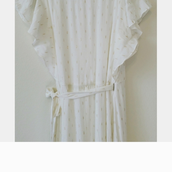 DREW "Maggie " Maxi length Wrap Dress White with Gold Lame Spun Size Small NWT - Picture 4 of 9